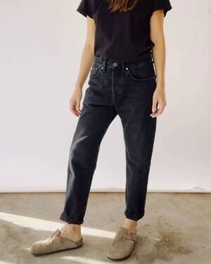 NEW HEY GANG loose crop jeans in washed black
